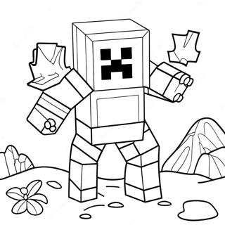 Söt Minecraft Snö Golem Målarbild | Minecraft Snö Golem målarbild
