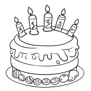 Färgglad glad 13-års födelsedagstårta färgläggningssida | Glad 13-årsdag målarbild