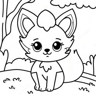 Kawaii räv färgläggningssida | Kawaii Räv målarbild