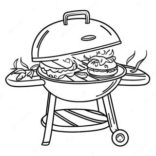 BBQ Grill med Läckra Hamburgare Målarbild | Grill målarbild