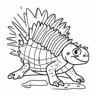 Färgglad Dimetrodon med Taggig Segel Färgläggningssida | Dimetrodon målarbild
