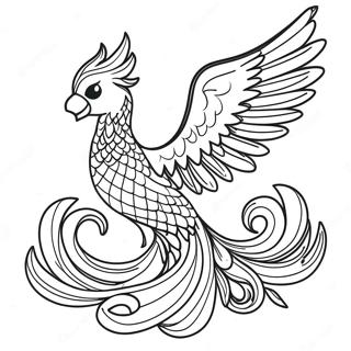 Majestätisk Fenix som stiger färgläggningssida | Fenix målarbild