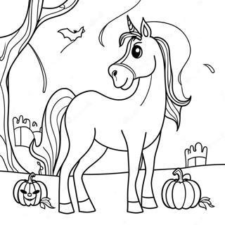 Halloween-häst färgläggningssida | Halloween Häst målarbild