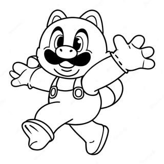 Tanooki Mario hoppar i luften färgläggningssida | Tanooki Mario målarbild