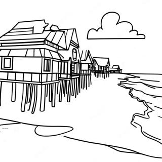 OBX Strandmotiv Färgläggningssida | OBX målarbild