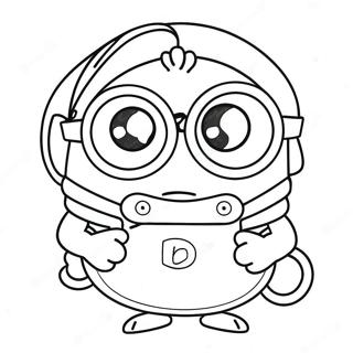 Rolig Minion Kevin med Glasögon Färgläggningssida | Minion Kevin målarbild