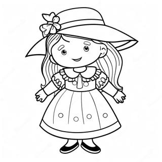 Madeline i en Färgglad Klänning Färgläggningssida | Madeline målarbild