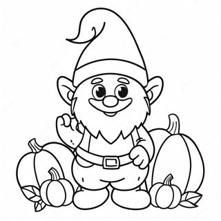 Söt Tacksägelse Gnome med Pumpa Målarbild | Tacksägelsens Tomte målarbild