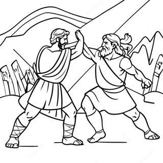 David och Saul Episk Strid Målarbild | David och Saul målarbild