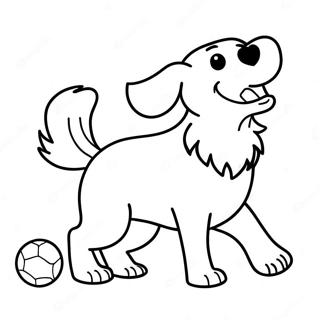 Glad Golden Retriever Som Leker med Boll Färgläggningssida | Golden Retriever målarbild