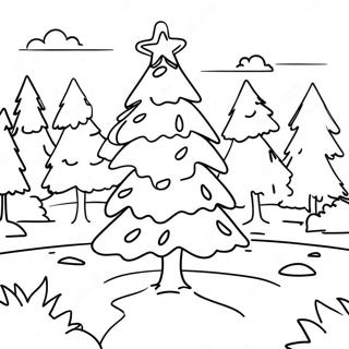 Festlig Julgran Gård Målarbild | Julgran Farm målarbild