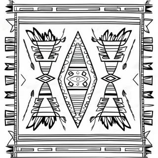 Traditionell Navajo Filt Färgläggningssida | Navajo målarbild