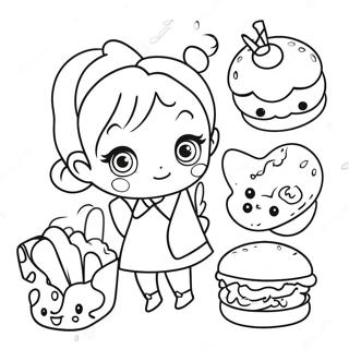 Mat Chibi Färgläggningssida | Mat Chibi målarbild