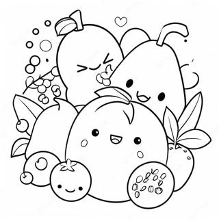 Söta Chibi Frukter Färgläggningssida | Mat Chibi målarbild
