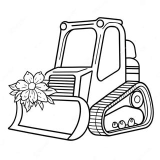 Söt Skid Steer med Blommor Målarbild | Skid Steer målarbild