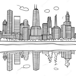 Chicago skyline färgläggningssida | Illinois målarbild