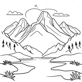 Vacker Bergslandskap Färgläggningssida | Land målarbild