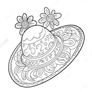 Färgglad Sombrero med Blommor Målarbild | Sombrero målarbild