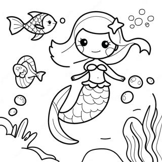 Färgglad sjöjungfru med delfinvänner färgläggningssida | Sjöhästar Delfin målarbild
