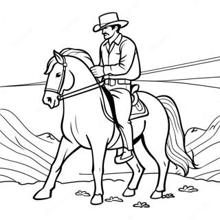 Västern cowboy som rider på häst färgläggningssida | Västern för Vuxna målarbild