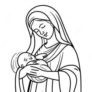 Maria Håller Baby Jesus Målarbild | Maria och Josef målarbild