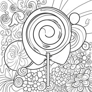 Färgglad swirl lollipop målarbok | Klubba målarbild