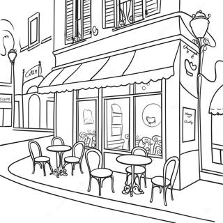 Charmigt parisiskt café målarbok | Paris målarbild