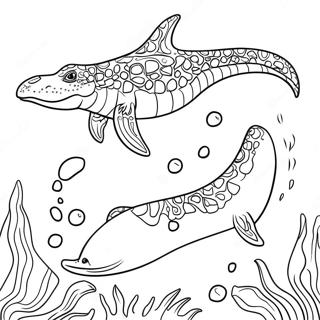 Mosasaurus Simma i Havet Målarbild | Mosasaurus målarbild