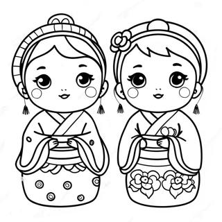 Söta Hinamatsuri Dockor Målarbild | Hinamatsuri målarbild
