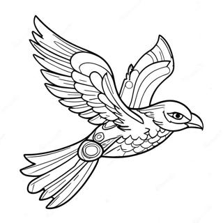 Majestätisk åskfågel i flykt färgläggningssida | Åskfågel målarbild