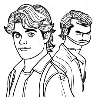 Cool Steve Harrington med hår färgläggningssida | Steve Harrington målarbild