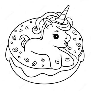 Enhörning Donut Målarbokssida | Eldorado Donut målarbild