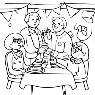 Glädjefylld Pensioneringsfest Målarbokssida | Glad Pensionering målarbild