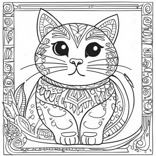 Färgglad Laurel Burch katt målarbild | Laurel Burch målarbild