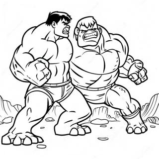 Hulk vs Abomination Episk Strid Färgläggningssida | Hulk mot Abomination målarbild