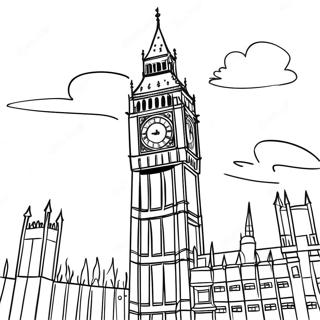 Färgläggningssida med Big Ben i London | England målarbild