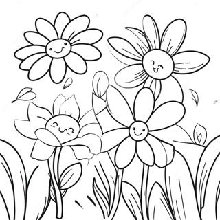 Färgglada vårblommor färgläggningssida | Vår framåt målarbild