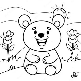 Glad Funshine Bear i solsken målarbild | Roliga björnen målarbild