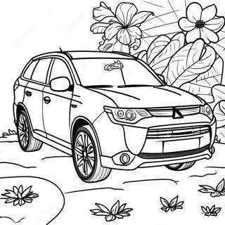 Mitsubishi Outlander SUV målarbok | Mitsubishi målarbild