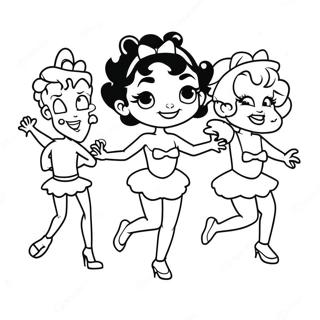 Betty Boop Dansar med Vänner Färgläggningssida | Betty Boop målarbild