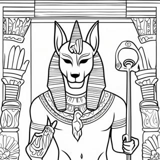 Anubis med den gyllene ankh färgläggningssida | Anubis målarbild
