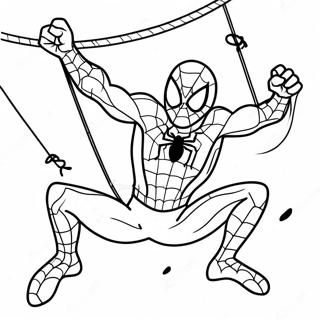 Skrämmande Zombie Spiderman Svingande Färgläggningssida | Zombie Spiderman målarbild
