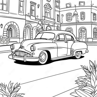 Retro Vintage Bil Färgläggningssida | Retro målarbild