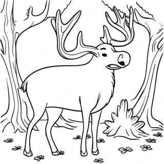 Realistisk Hjort Antler Färgläggningssida | Hjortskägg målarbild