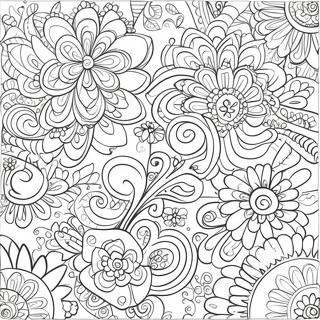 Roligt Doodle Mönster Färgläggningssida | Enkel Mönster målarbild