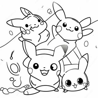 Charmig Pikachu Evolution Färgläggningssida | Pokemon Utveckling målarbild