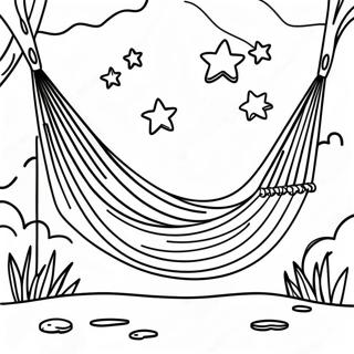 Mysig Hängmatta Under en Stjärnklar Himmel Färgläggningssida | Hängmatta målarbild