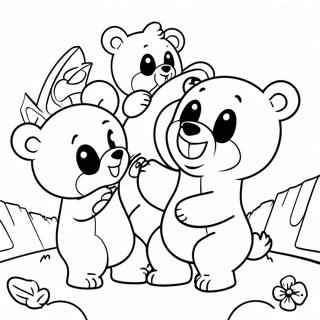 Teddiursa leker med vänner målarbok | Teddiursa målarbild