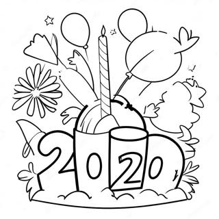 Nyår 2024 firande färgläggningssida | Nyår 2024 målarbild