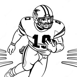 Ezekiel Elliott springer med fotboll målarbok | Ezekiel Elliott målarbild